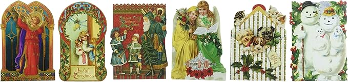 Amazon Com 24 Greeting Card Assortment By Punch Studio Holiday Christmas Victorian Ephemera With Cats Dogs St Nick Santa Botanicals Angels Children Office Products