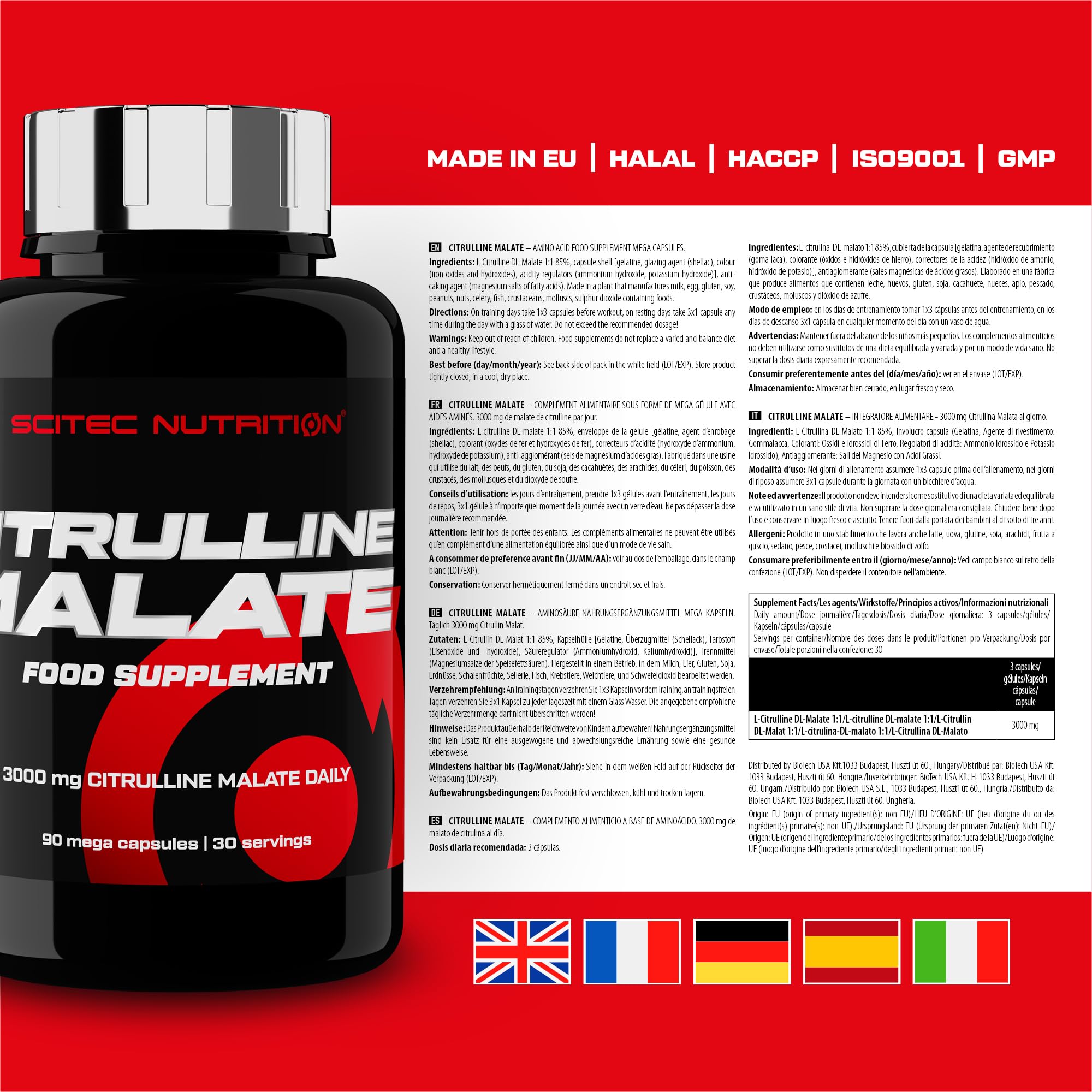 Scitec Nutrition Citrulline Malate, Aminosäure Nahrungsergänzungsmittel Megakapseln, 90 Megakapseln