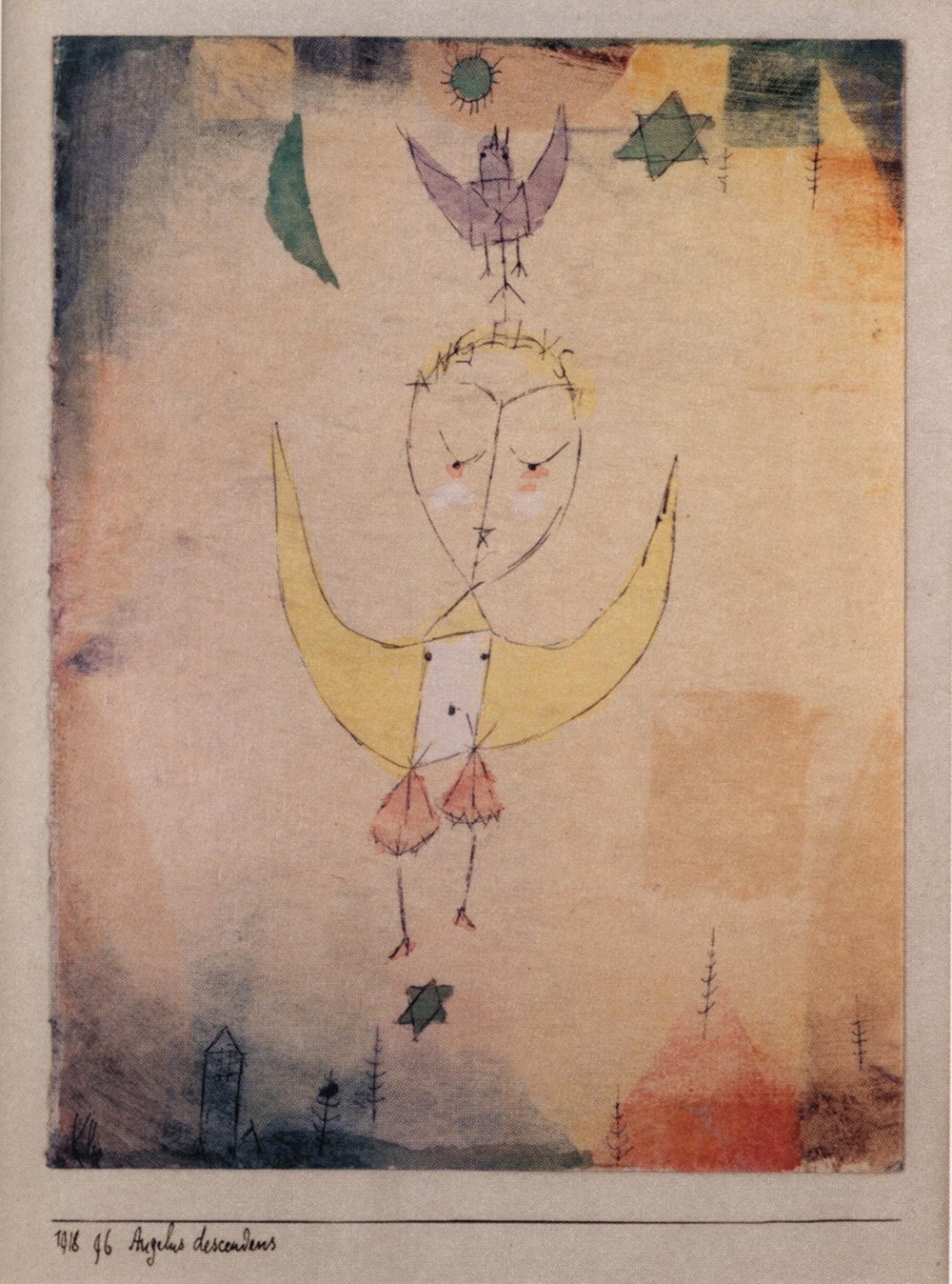 Lámina Angelus de Paul Klee, reproducción artística pequeña en papel mate de archivo
