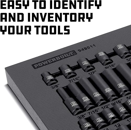 Miniatura 6 de Powerbuilt Juego de 40 llaves de impacto de 38 pulgadas, 6 puntos Z-Drive, SAE y métricas, bandeja organizadora de herramientas, serie Pro Tech