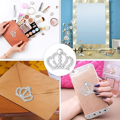 Miniatura 6 de Adornos de corona de diamantes de imitación de cristal con parte trasera plana, accesorio de cristal para manualidades, fabricación de joyas,