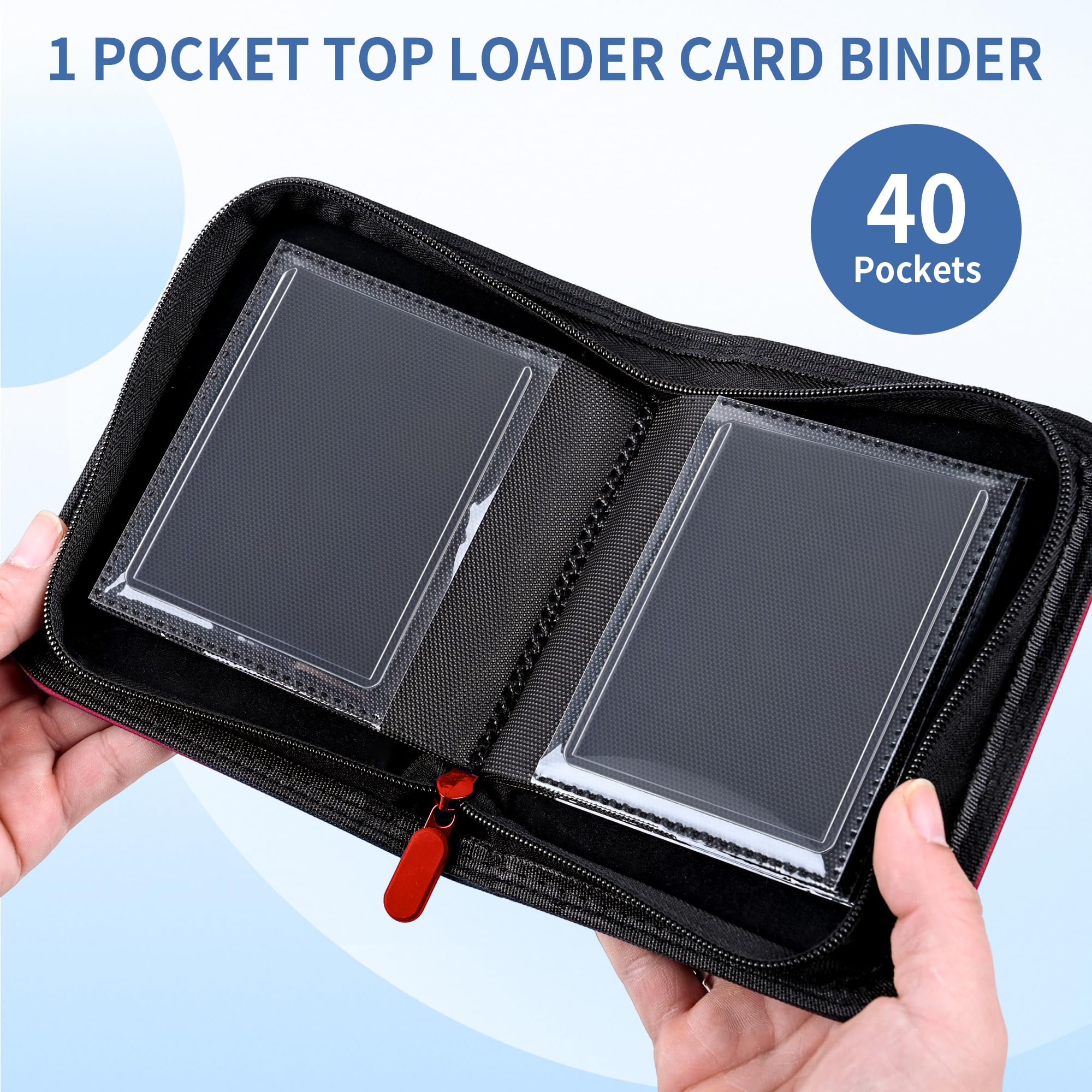 Carpeta de 1 bolsillo con 40 bolsillos, un bolsillo, mini álbum de tarjetas intercambiables, carpeta de tarjetas pequeñas de cuero de diamante para cargadores superiores rígidos de 3 x 4