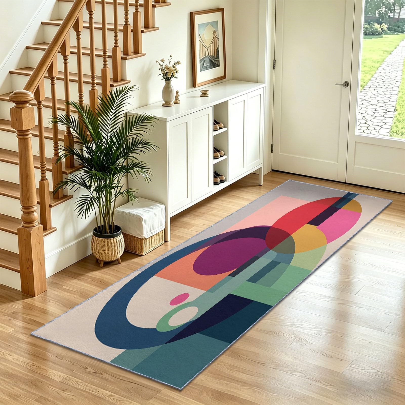 Tapis de couloir géométrique 60x150 cm lavable et antidérapant