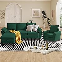 Vista 20 de Juego de sofá de pana de 3 piezas para sala de estar con sofá, otomana de almacenamiento y silla individual