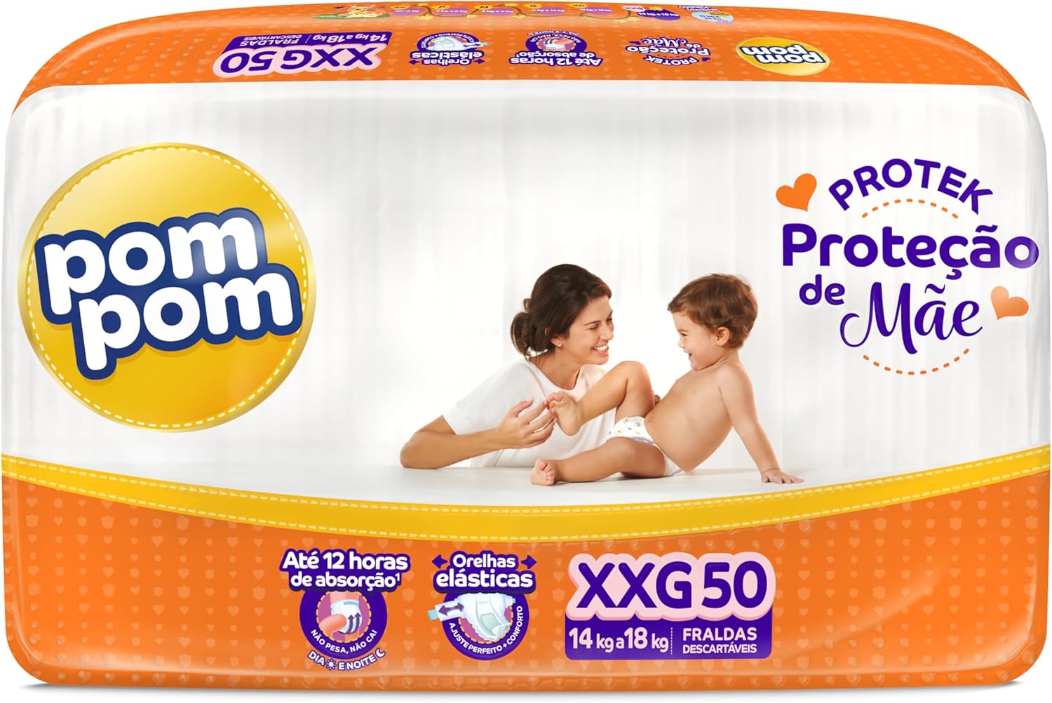Fralda Pom Pom Protek Proteção de Mãe Hiper XXG 50 Unidades