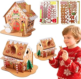 kit DIY cr&eacute;atif Enfants Construction d&eacute;coration Maison 3D &agrave; Peindre no&euml;l Nouvel an cr&eacute;ez Votre Propre Deco Maison Artisanale