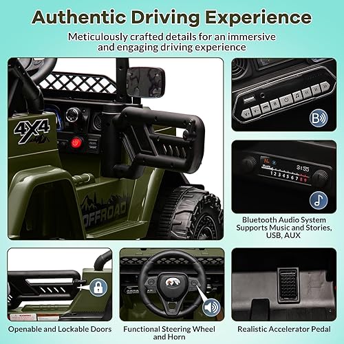 Miniatura 3 de GarveeLife Auto de paseo para niños de 12 V, juguete para niños de 37 a 96 meses, camión eléctrico con velocidad máxima de 5 MPH, control remoto,