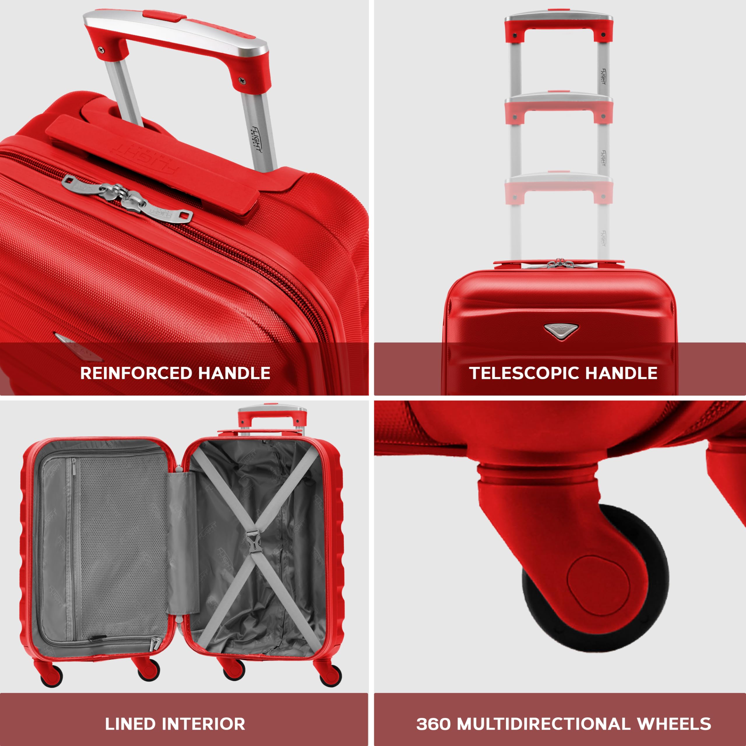Flight Knight Cabin Suitcase 55x40x20 Ryanair Priority, EasyJet, Jet2 Lightweight Small Durable 4-Wheel Cabin Case, Carry-On for Over 60 Airlines, Hard Shell, 10kg Hand Luggage Bag (55 x 40 x 20 cm)