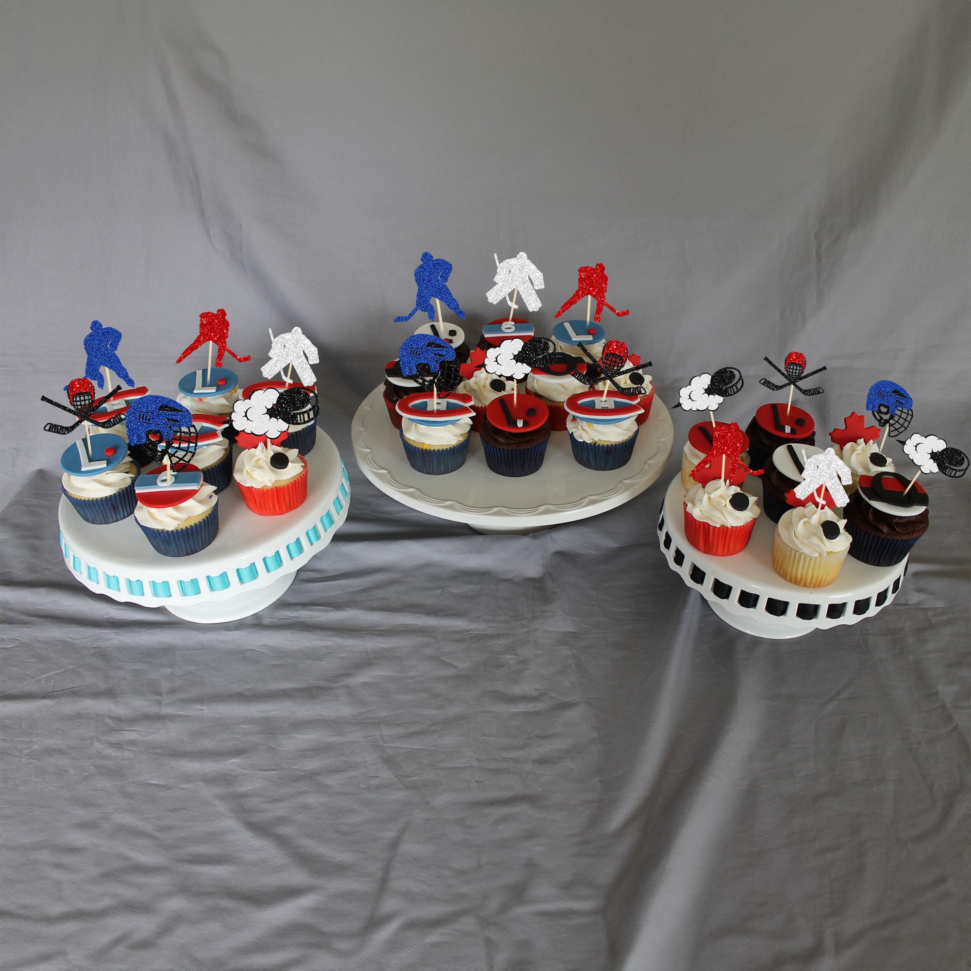 28-teilige Hockey-Cupcake-Topper Mit Glitzer | Für Sport-Partys & Kindergeburtstage