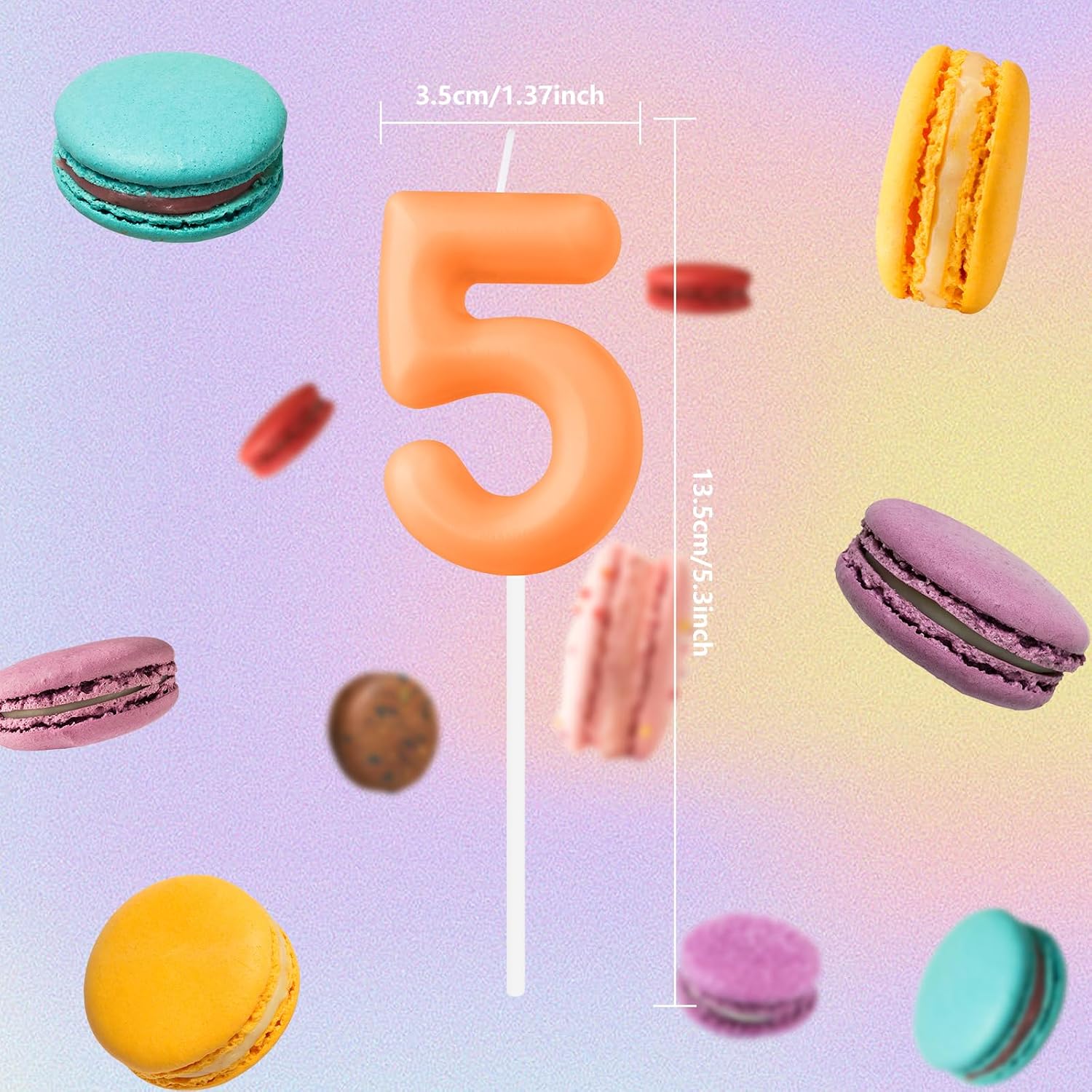Macaron Orange Number 1 Candles - Happy Birthday Candle for Cake, First Birthday Candles, Cake Topper Decorations for Girl Women Pastel Sweet Birthday Party Decorations