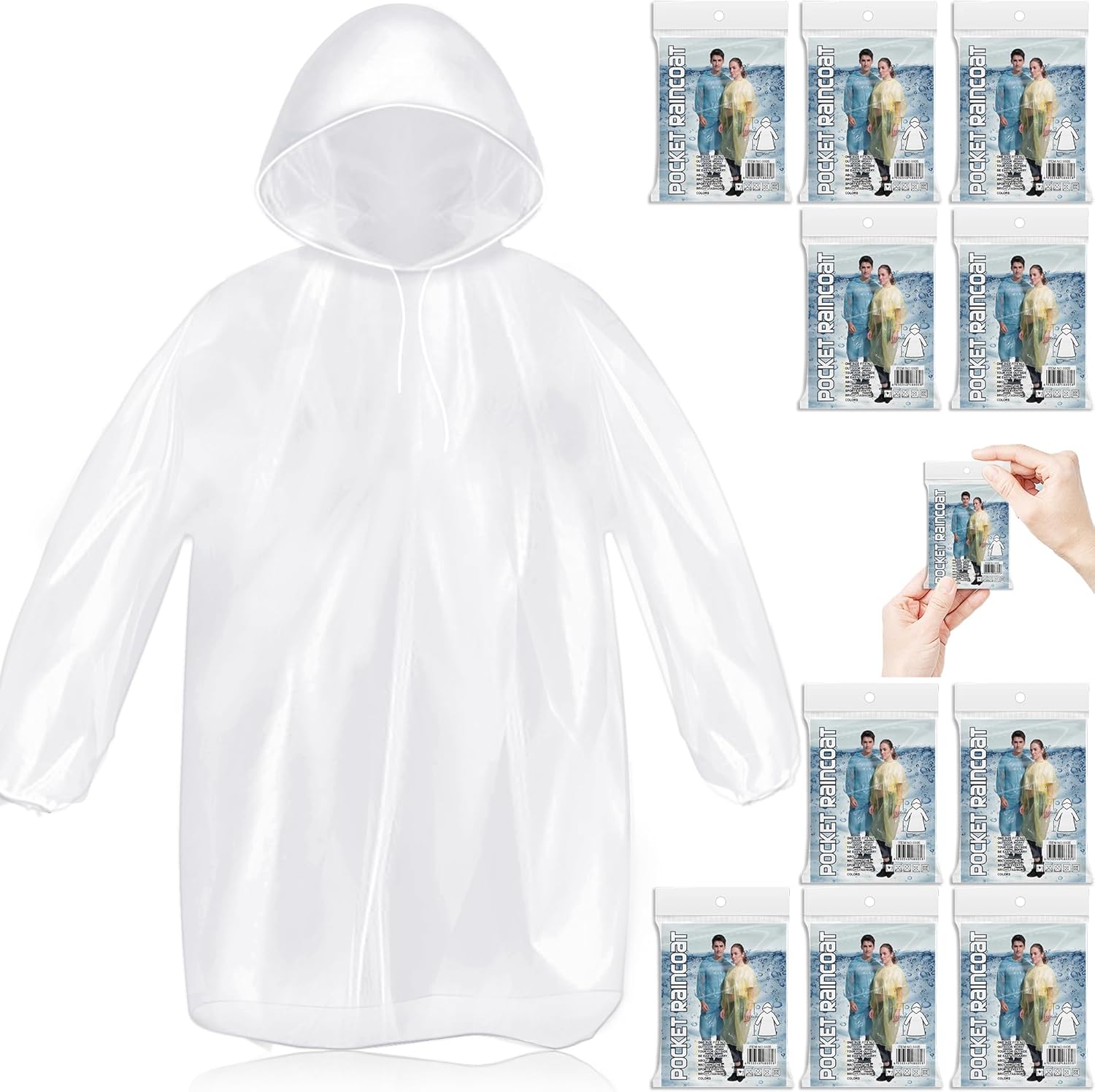 10 Pack Card-Sized Disposable Rain Ponchos for Family Travel 10 Pack Card-Sized Disposable Rain Ponchos for Family Travel