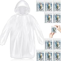 MZYIWUU 10 Pack Card-Sized Disposable Rain Ponchos Adults - Clear Emergency Hooded Family Pack for Travel Hiking Festivals