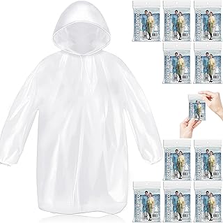 MZYIWUU 10 Pack Disposable Rain Ponchos for Adults, Card-Sized Emergency Ponchos Family Pack with Hood for Travel