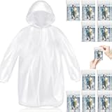 10 Pack Disposable Rain Ponchos for Adults, Card-Sized Emergency Ponchos Family Pack with Hood for Travel