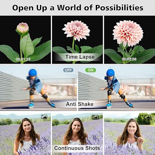 Miniatura 8 de Cámara digital 4K con flash, cámara de 48 MP para fotografía, adolescentes y adultos, enfoque automático y cámaras de YouTube con pantalla abatible,