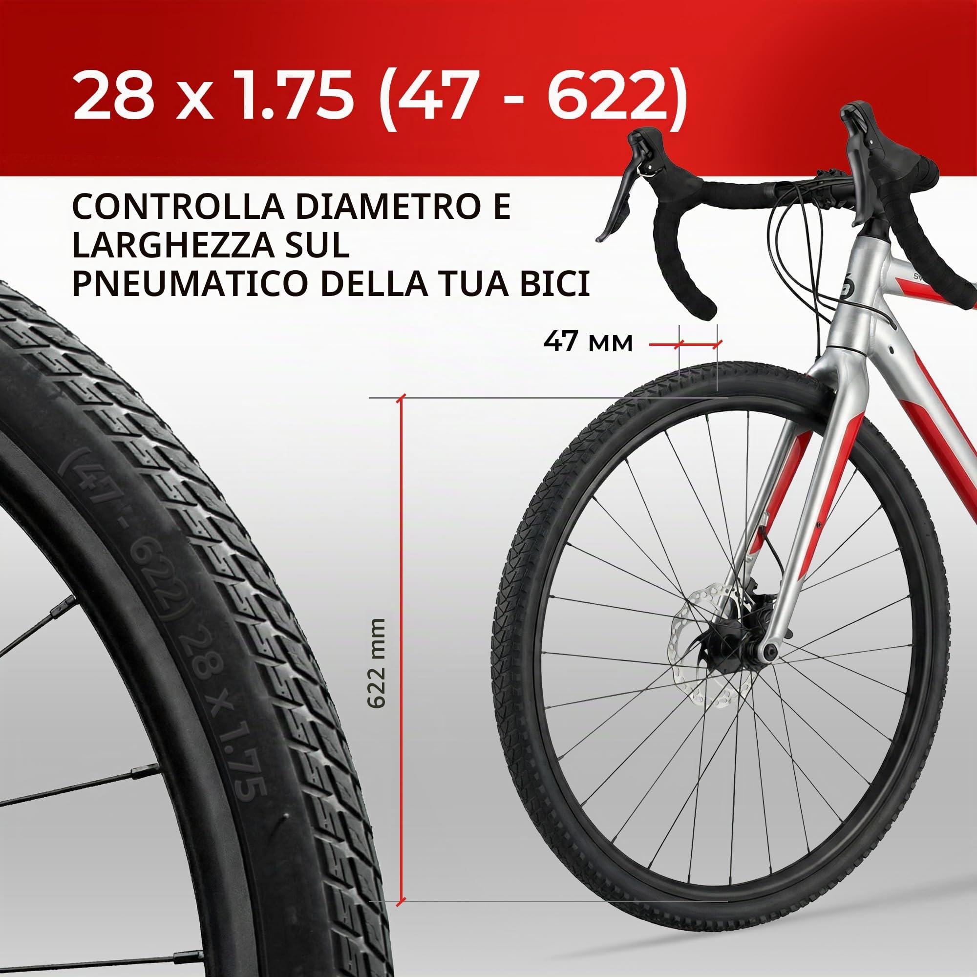 Fincci Copertoni 700x45 47-622 Pieghevole 60TPI con Protezione Antipuntura | Copertoni 47-622 con Carcassa 60TPI e Protezione in Aramide da 1 mm per Copertoni Bici 28 - Set da 2