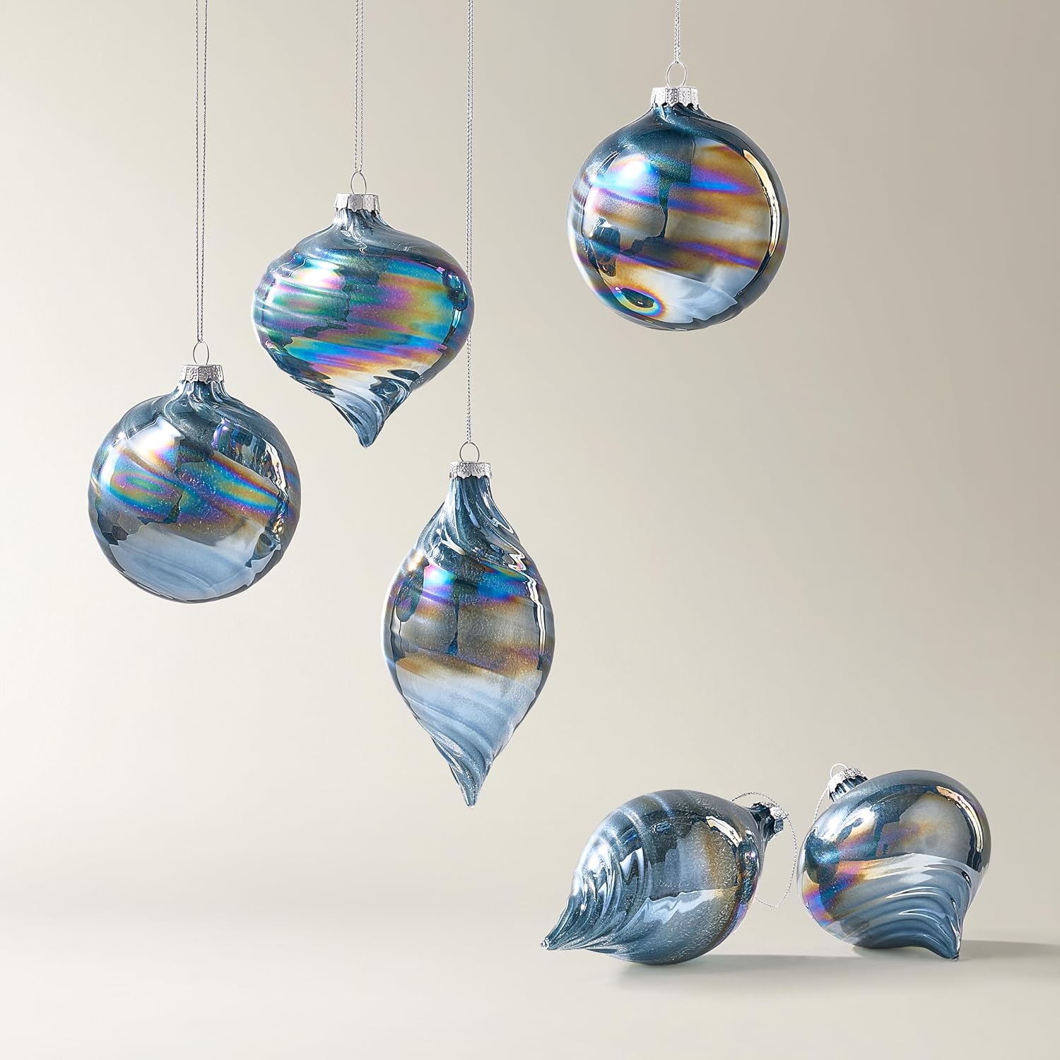 Z Gallerie Christmas Trees Decorations Iridescent Glass Ornament - Set of 6