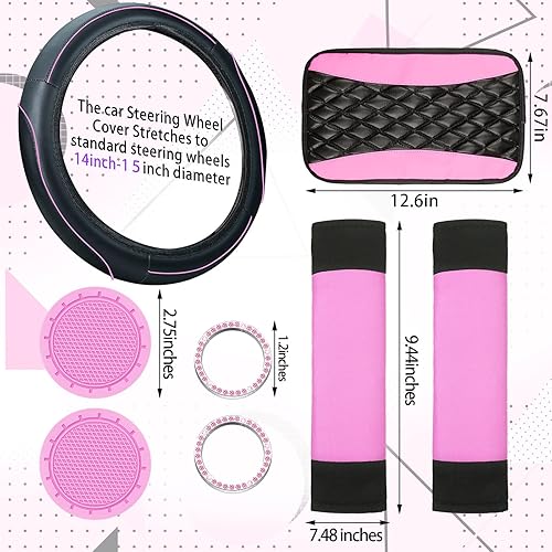 Miniatura 26 de Fabbay Juego completo de 21 fundas de asiento de automóvil, fundas para volante, reposabrazos y cinturón de seguridad, alfombrillas para cinturón