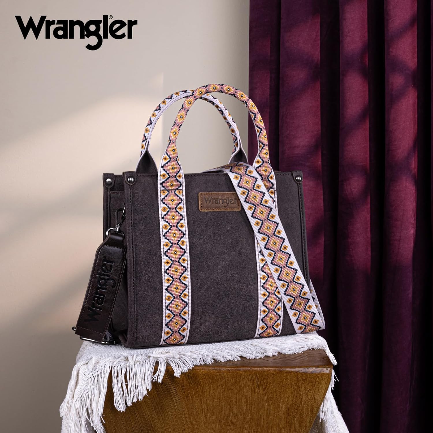 Wrangler Tote Bag for Women Western Purse with Boho Shoulder Strap Medium Satchel Top Handle Purses and Handbags - Image 8