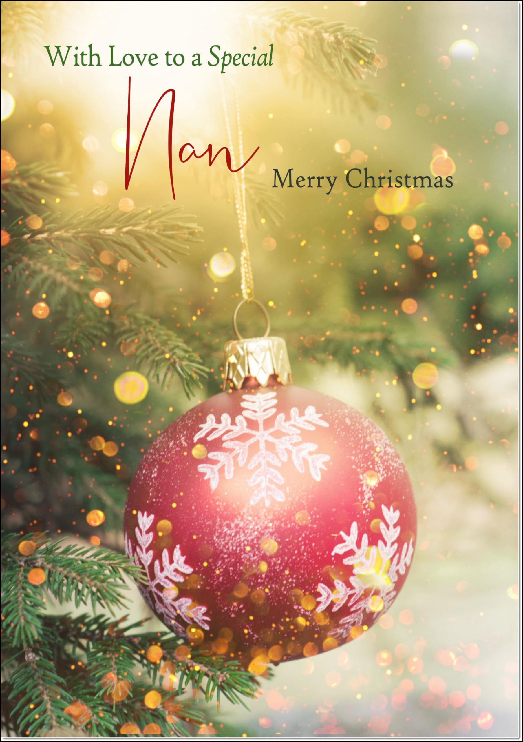 doodlecards Nan Christmas Card Christmas Tree Bauble Large A4 Size Christmas Card for Nan with Plain Envelope — image 1