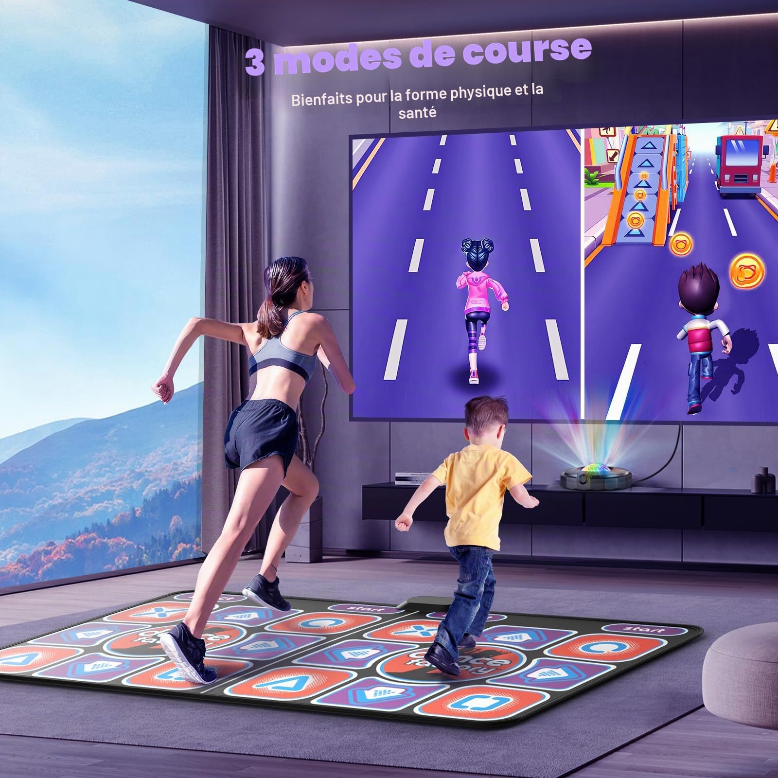 Tapis de Danse pour Adultes et Enfants,Doubles Tapis de Danse musicaux électroniques avec lumière LED,antidérapant pour Enfants, Adultes, Filles et garçons