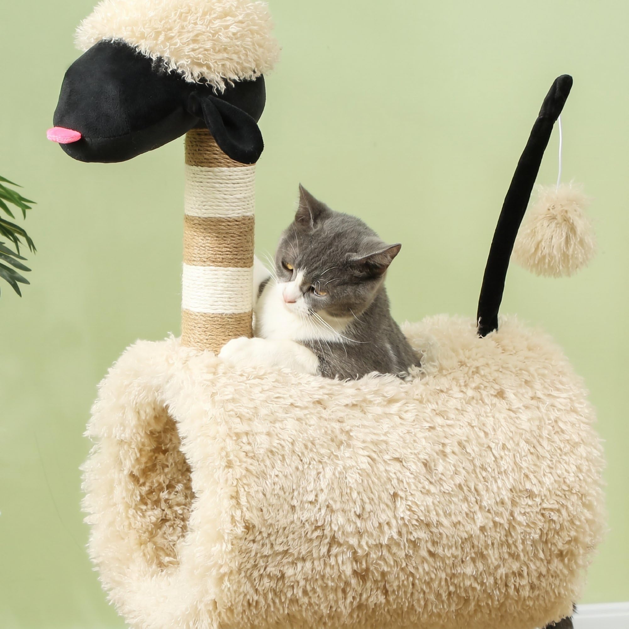 PawHut Albero Tiragraffi per Gatti con Tunnel 48x34x98 cm Marrone Chiaro