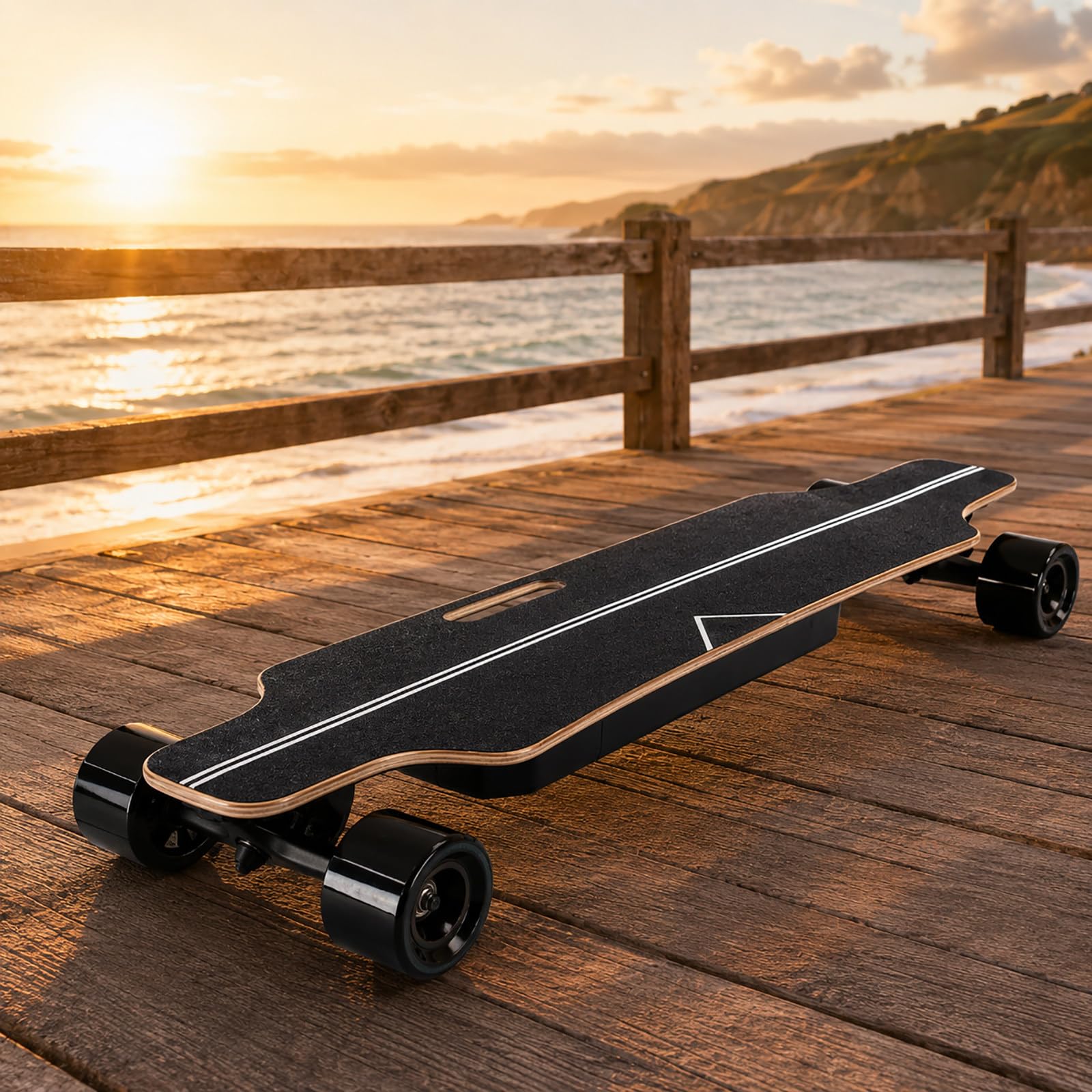 Skate Électrique 33 Pouces - Longboard Électrique avec Moteur 350W, 4 Vitesses, Télécommande, pour Débutants et Adultes