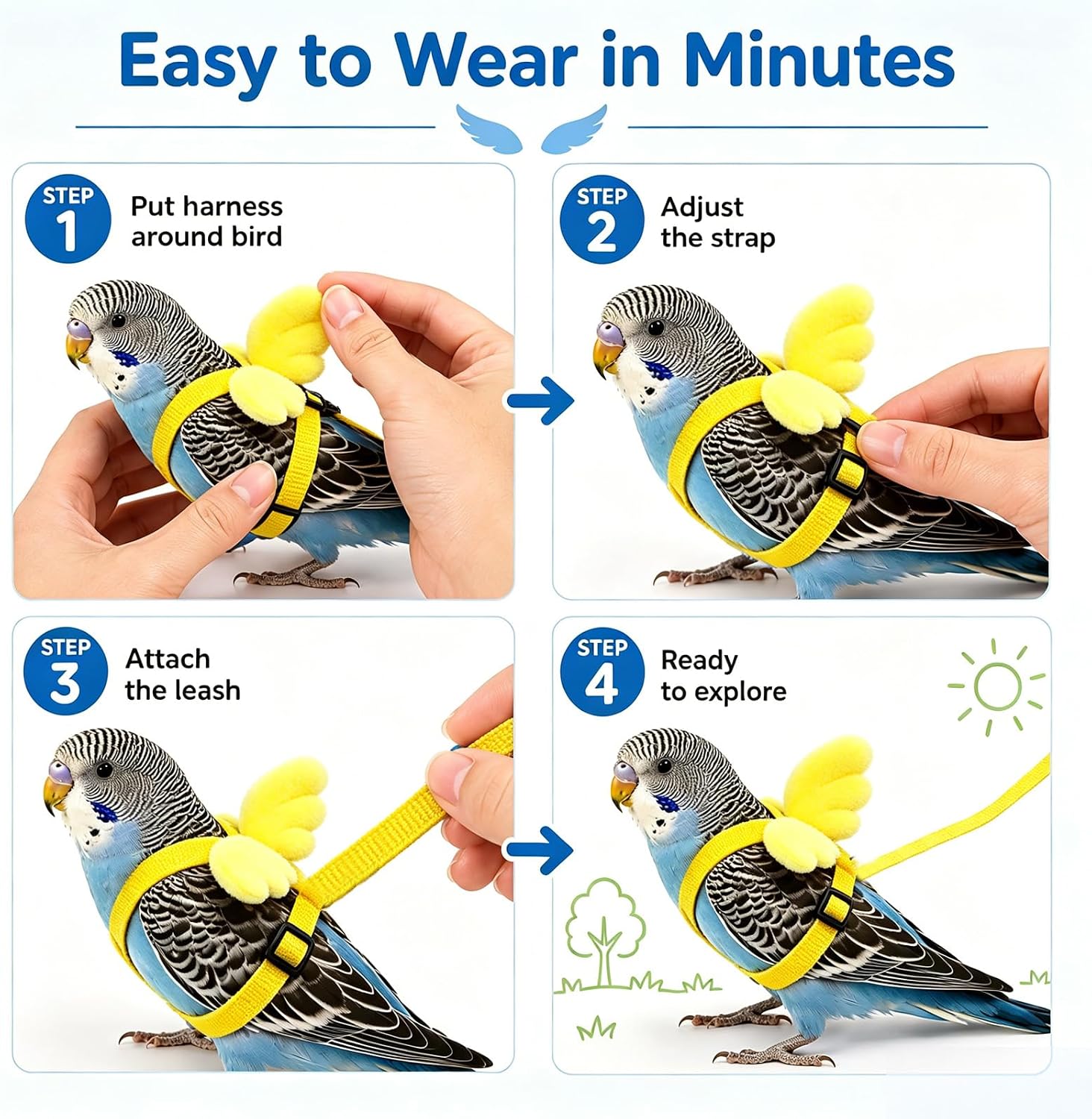Pet Parrot Bird Harness and Leash, 2m Adjustable Polyester Rope image 3