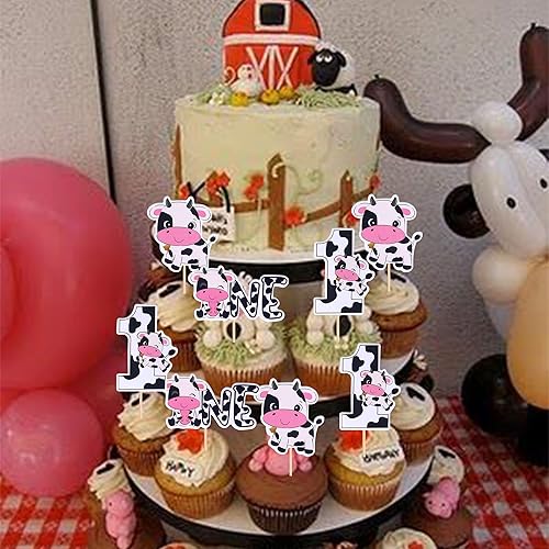 Miniatura 3 de Rsstarxi Paquete de 36 adornos para cupcakes de animales de granja, para primer cumpleaños, baby shower, niños, fiesta de primer cumpleaños,