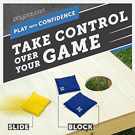 Play Platoon Professional Cornhole Bags - Set of 8 Regulation All Weather Two Sided Improved Bean Bags for Pro Corn Hole Game - 4 Navy Blue & 4 Yellow