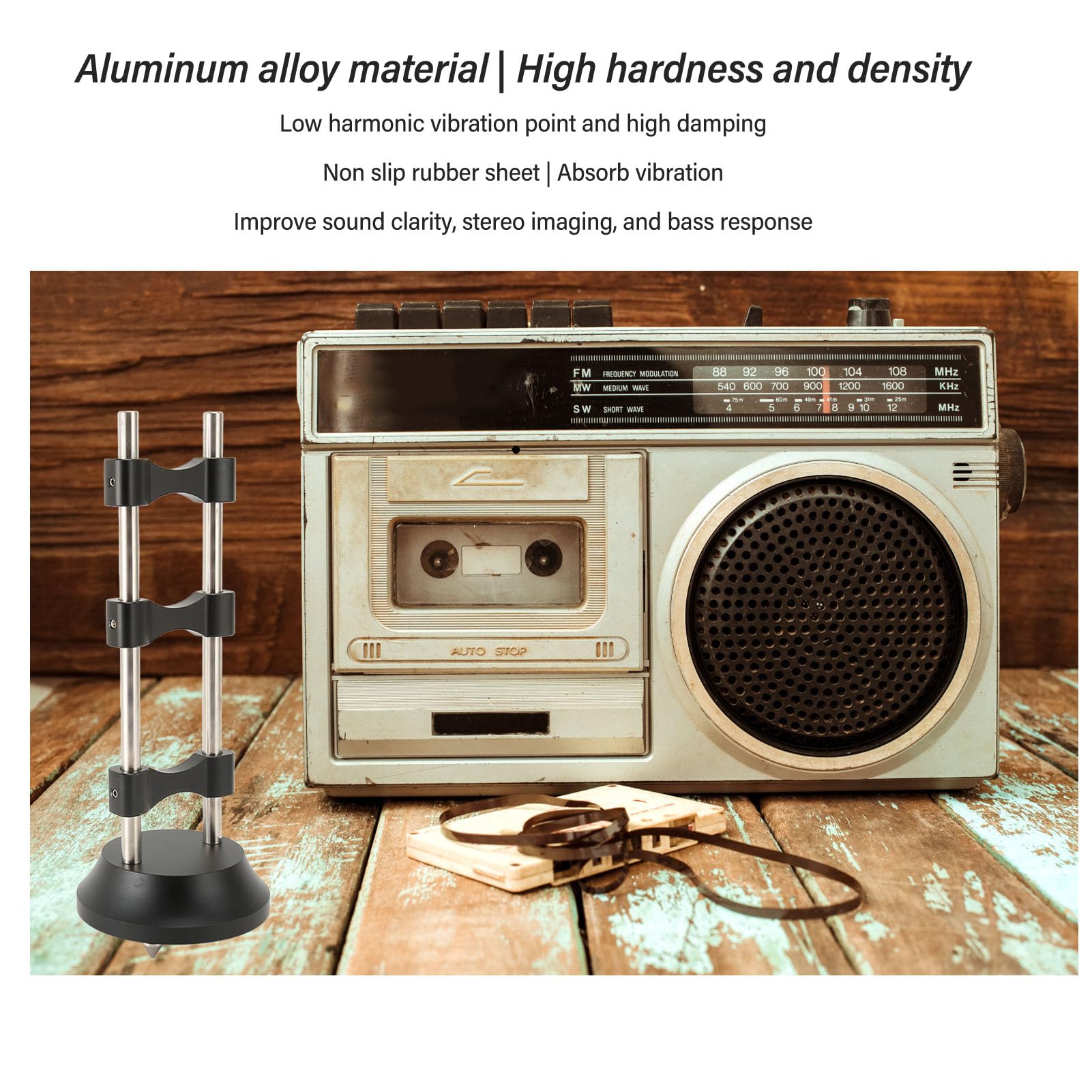 Stojak na Kable HiFi Premium Stojak Redukujący Drgania ze Stopu Aluminium do Głośników i Wzmacniaczy 248 Mm, Czarny