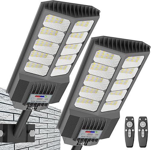 Luces solares de calle de 6500 W impermeables para exteriores, luz solar comercial al aire libre, 120 luces LED solares de alto brillo, luces
