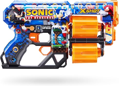 X-Shot Skins Dread Foam Blaster (12 Dart) by ZURU x Sonic The Hedgehog Toy for Kids, Teens, Adults