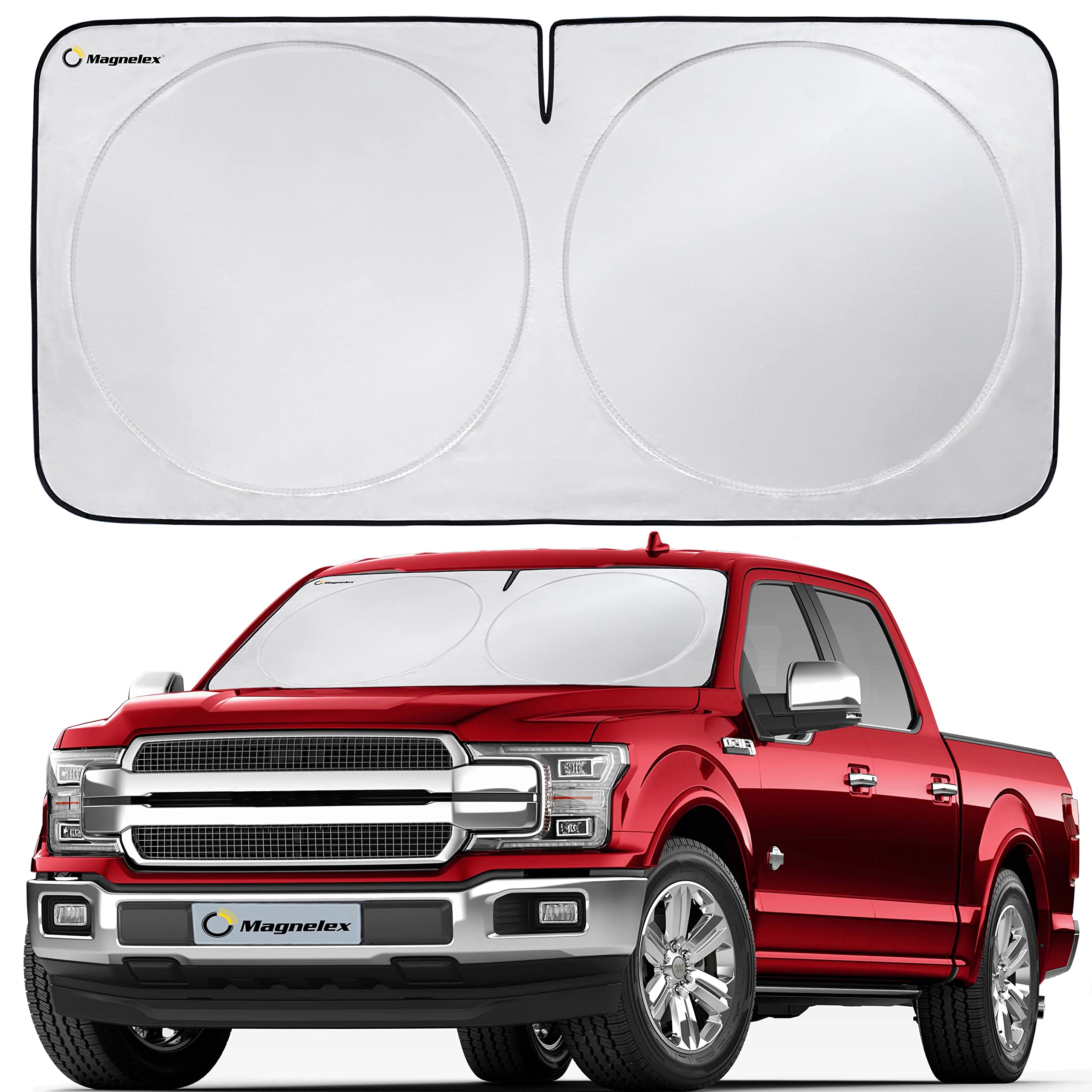 Magnelex Car Windshield Sunshade | Advanced Light-Blocking Protection | Foldable Sun Shade with Mirror Cut-Out Keeps Your Vehicle Cool | Fit for Cars, Trucks, and SUVs | XLarge (66 x 36 in)