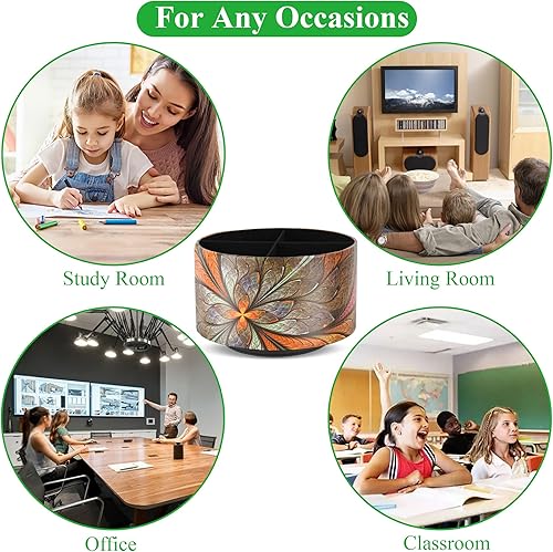 Vista 8 de lizimandu Organizador redondo de cuero para suministros de arte, soporte para control remoto, rotación de 360 grados, soporte multifuncional