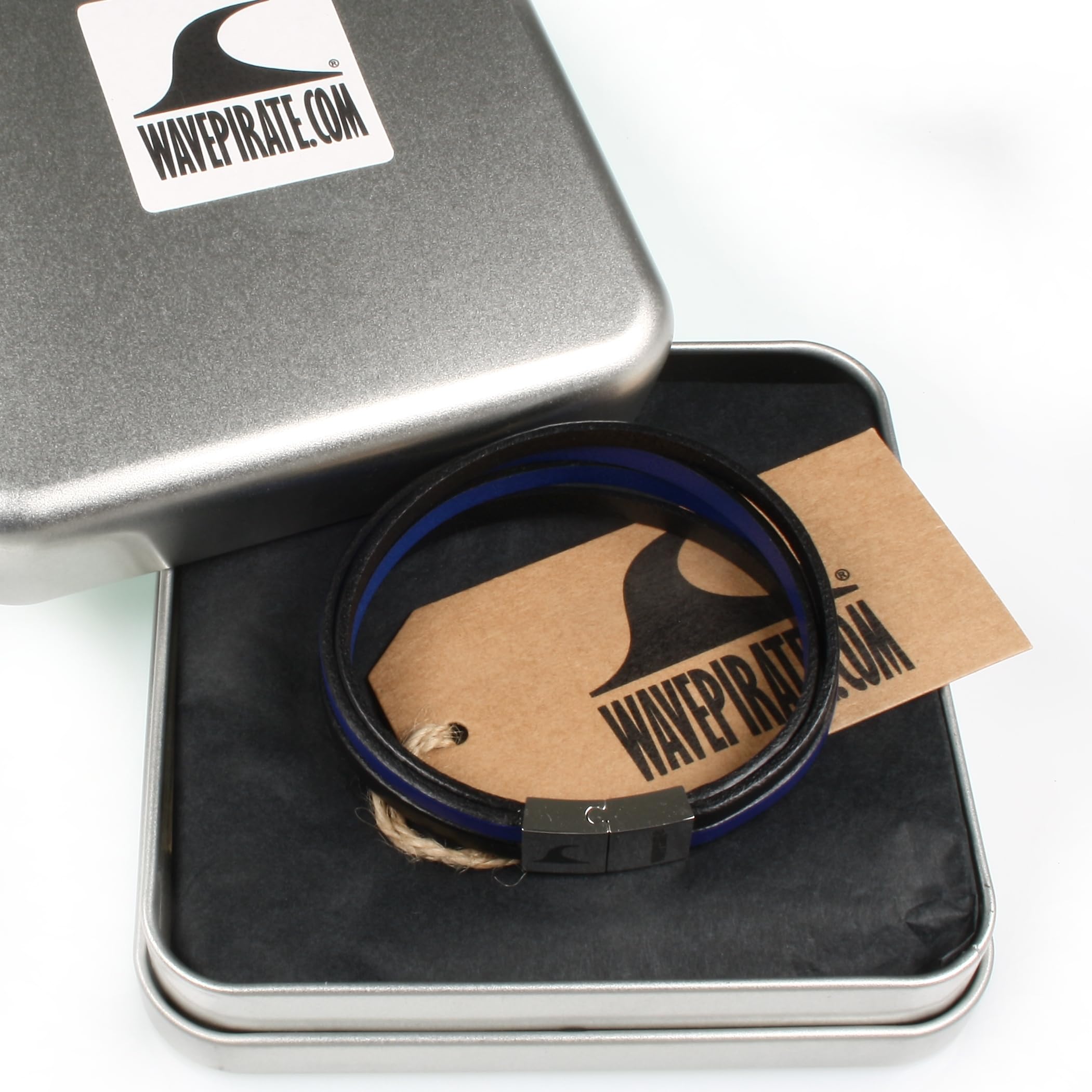 Echt Leder-Armband TWIST Schwarz Blau Herren Männer