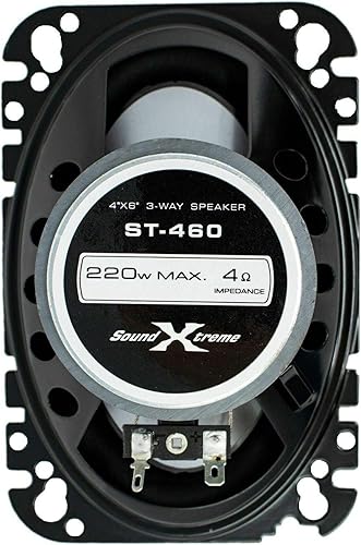 Miniatura 5 de Soundxtreme ST-460 4 x 6 pulgadas, 3 vías, 440 vatios, manejo de potencia máxima, altavoces coaxiales de audio para automóvil, clasificación CEA con