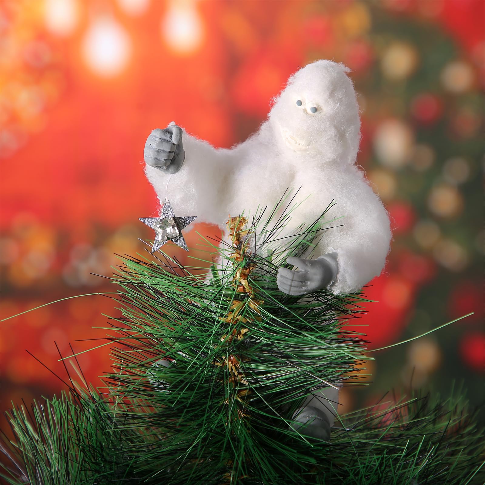 Pupazzo Di Neve Mostro Abominevole Fatto A Mano Per Albero Di Natale Con Stella - Decorazione Originale In Feltro