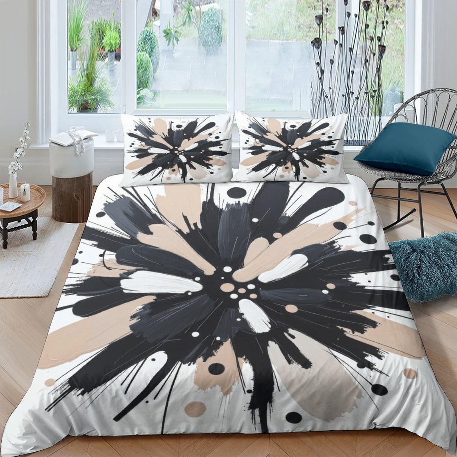 Ctjqhvkz Style-8 3D Printed Abstract Ink Splash Fitted Sheet Microfiber Black Beige Artistic Mattress Cover For Bedroom Guest Room Decor Single（135X200cm）