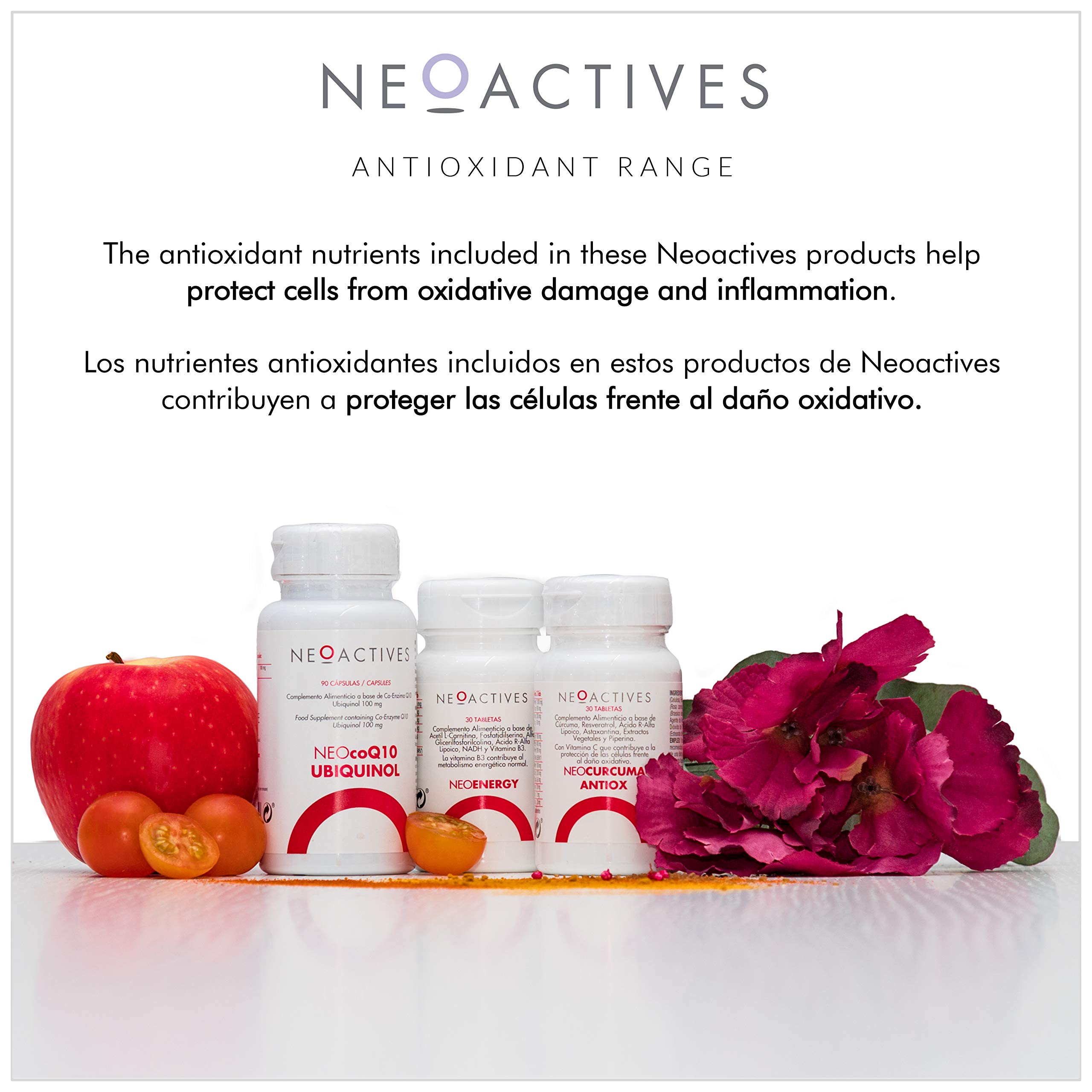 NeocoQ10 Ubiquinol - Suplemento Alimenticio con Coenzima Q10 Ubiquinol - Potente Efecto Antioxidante - Ayuda a Prevenir los Efectos del Envejecimiento - 30 Cápsulas - Neoactives