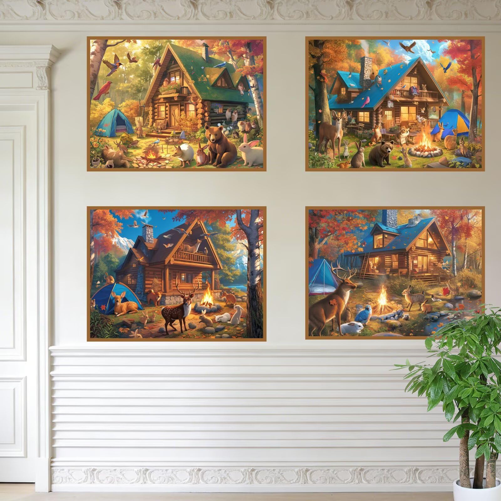 Malarstwo diamentowe jesień 120 x 100 cm kwadratowy obraz diamentowy 4 sztuki 2026 nowy DIY 5D zestaw do malowania diamentami z akcesoriami, prezenty świąteczne, dekoracje świąteczne i noworoczne i