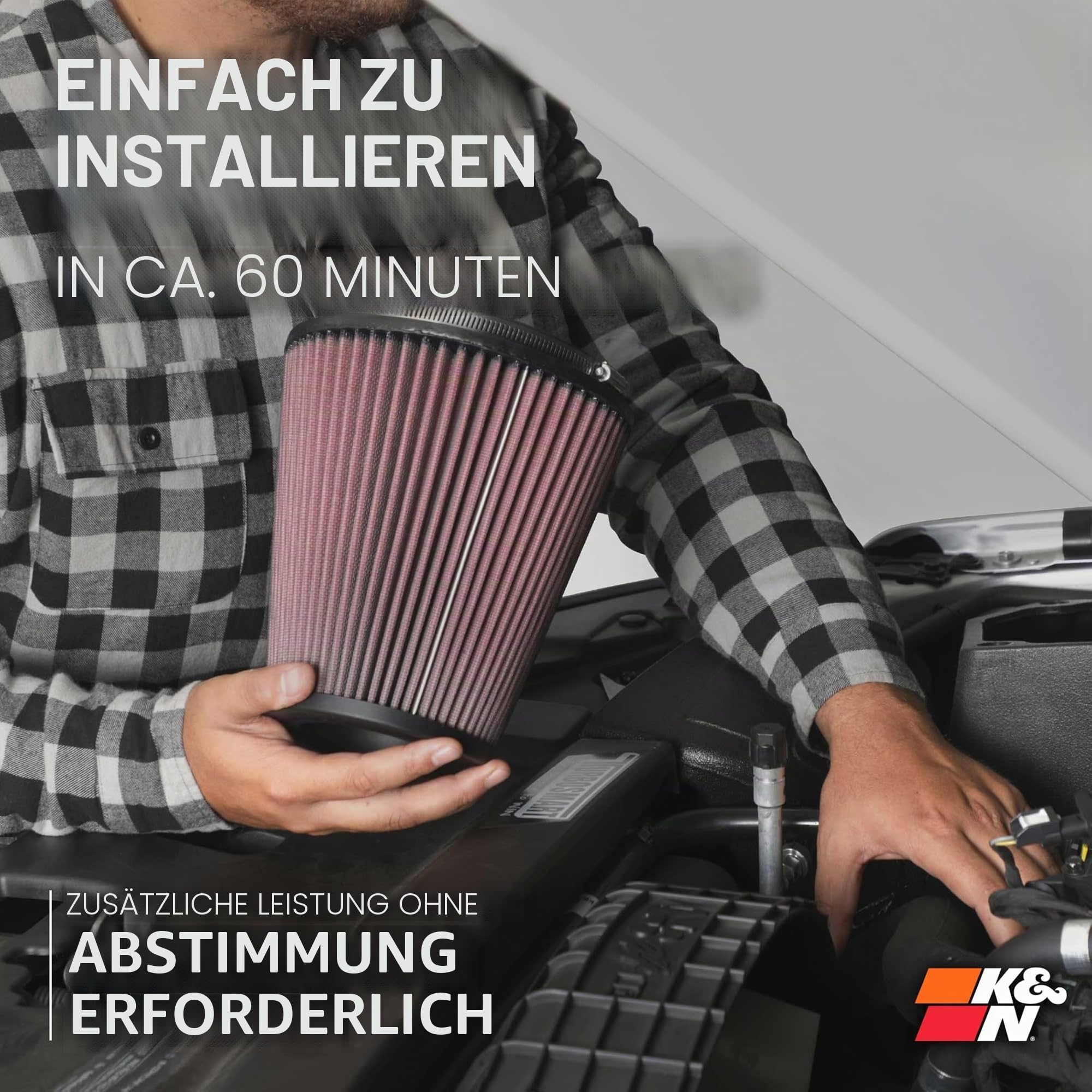 K&N 63-1561 Waschbarer und wiederverwendbarer KFZ Hochleistungsluftfiltersystem , Rot