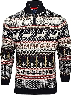 Xact Mens 1/4 Zip Reindeer Xmas/Christmas Jumper