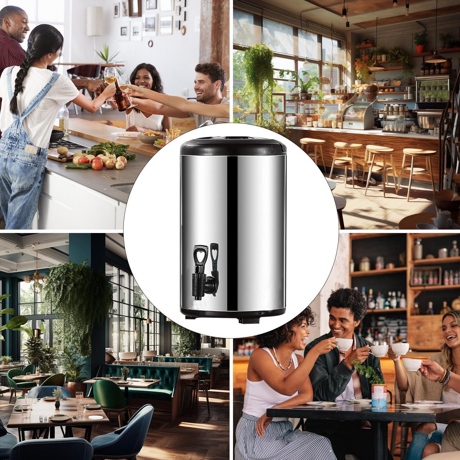 Dispensador de Agua Aislado con Grifo y Recipiente de de Doble Pared | Dispensador de Café de Acero Inoxidable de Gran Capacidad para Para Zumos Té Leche Y Bebidas Para Camping Pícnic Y