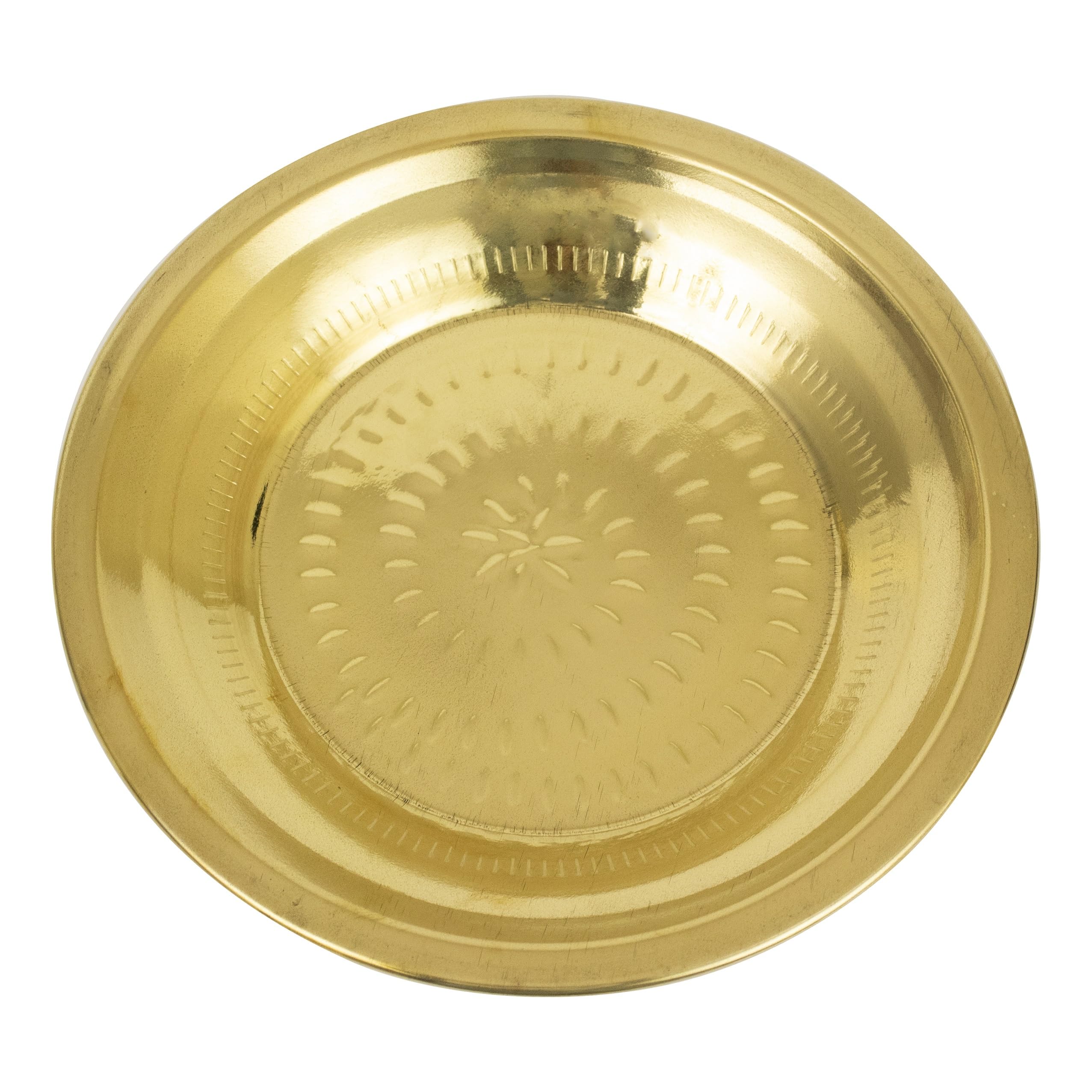 Putrika Traditional Handcrafted Brass Puja|Pooja Thali|Arati|Arathi|Arthi|Arti|Arathi|Bartan Plate|Round Brass Plate for Worship, Festive Decor -Thambalam Thali- (9 Inch) (Large)