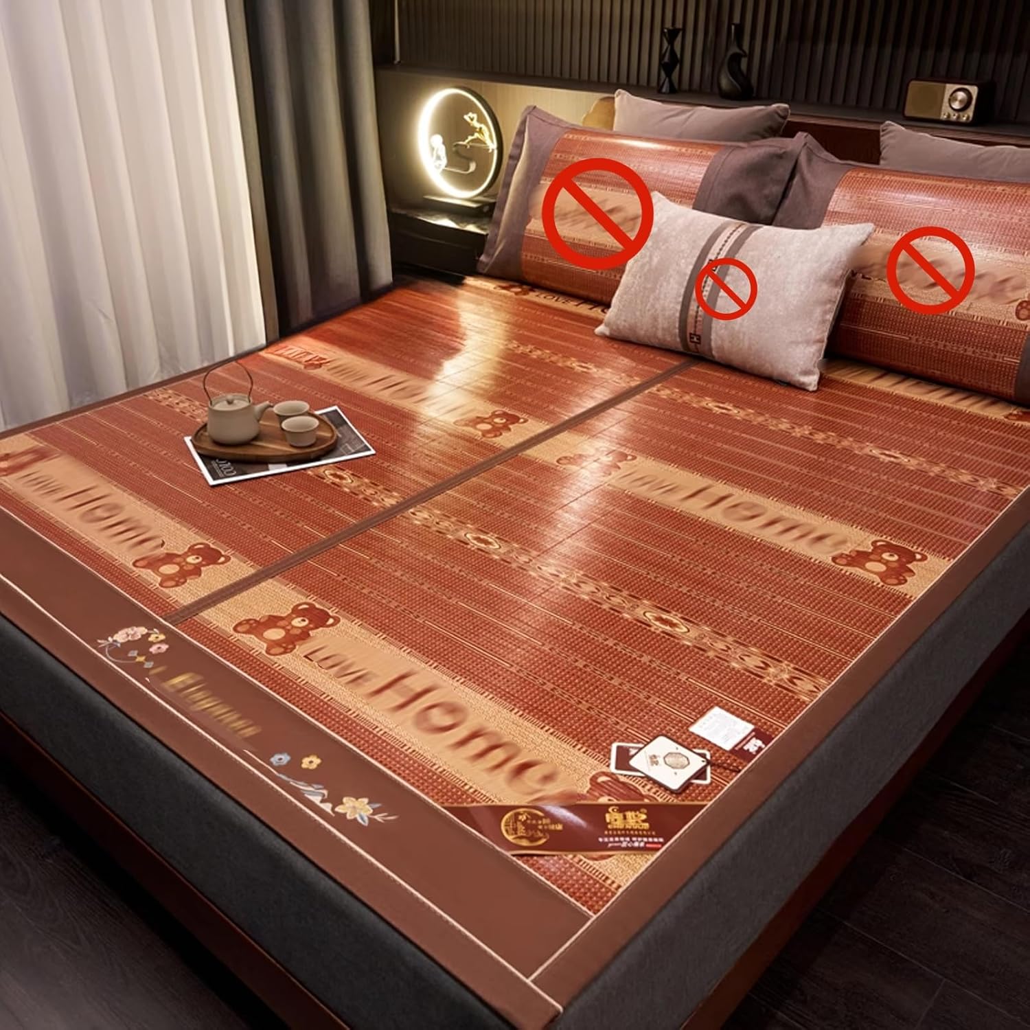 JKGHK Foldable Bamboo Mat for Bed, Bamboo Cooling Mattress Topper, Foldable Rattan Sum mer Sleeping Cool Pad Cooling Bed Cushion, for Home Schools Dormitory(80x195cm)