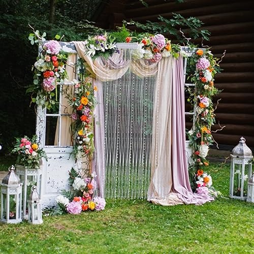 Miniatura 2 de Cortinas moradas con cuentas para puertas de 36 x 77 pulgadas, cortina de cuentas con borlas de cristal para colgar en la puerta, cortinas de