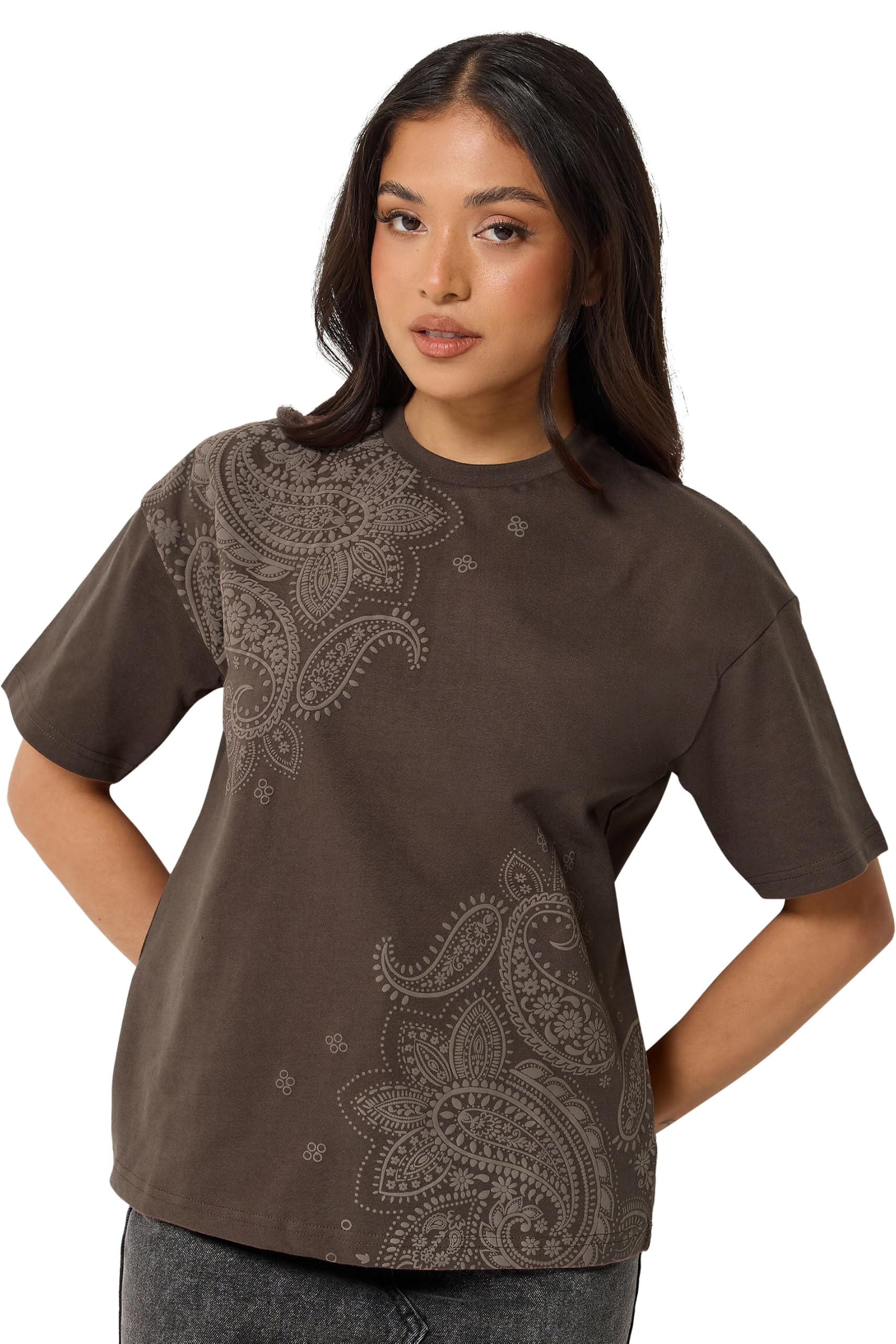 Pixiegirl Women's Brown Petite Cotton T-Shirt In Size 12