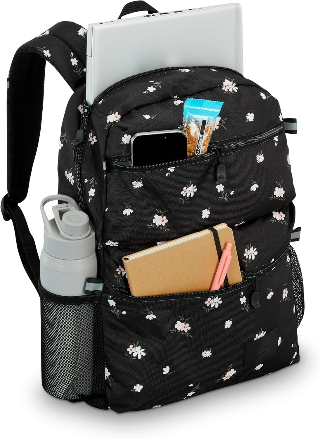 High Sierra Everclass Backpack - Travel or Work Laptop Bookbag with 360° Reflectivity, Dual Water Bottle Pockets & Fits Laptops Up To 15.6”, One Size, Floral Black