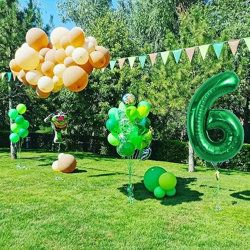 Miniatura 5 de TONIFUL Globo verde oscuro de 40 pulgadas con números grandes del 0 al 9, decoración de fiesta de cumpleaños, globo de aluminio Mylar número 6